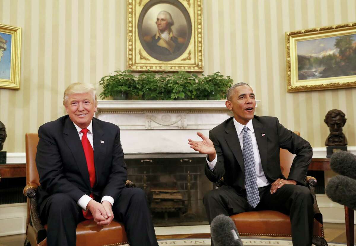 President Barack Obama meets with President-elect Donald Trump in the Oval Office of the White House in Washington, Thursday, Nov. 10, 2016.