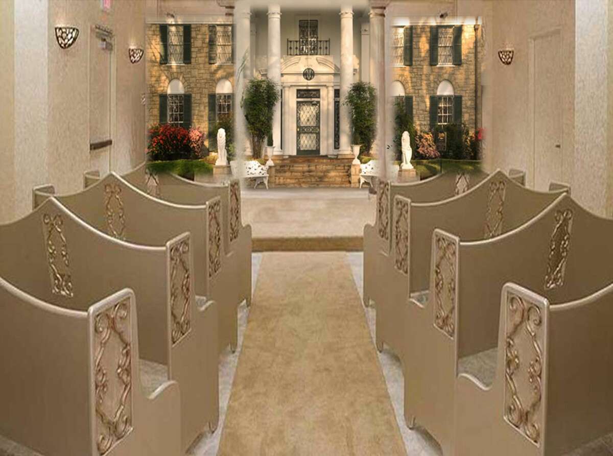 This undated photo provided by Elvis Presley’s Graceland shows an artistís rendering of the new Elvis Presleyís Graceland Wedding Chapel at the Westgate Resort & Hotel in Las Vegas, as part of the newìGraceland Presents ELVIS: The Exhibition - The Show - The Experienceî in Las Vegas.
