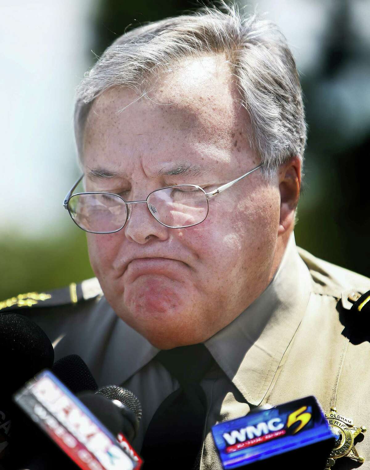 Shelby County Sheriff Bill Oldham talks to reporters Friday, July 1, 2016, about the stabbing deaths of four children in suburban Memphis, Tenn. “This is an egregious act of evil that has shocked us to our core,” Oldham said. “I will never understand how anyone can do this.”
