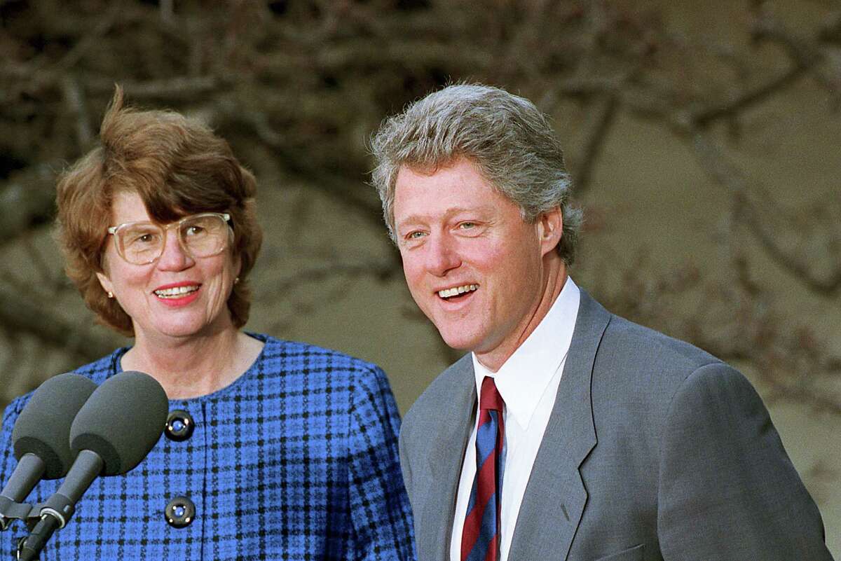 In this Feb. 12, 1993 photo, U.S. President Bill Clinton names Janet Reno the nation’s first female attorney general at a ceremony in the Rose Garden at the White House in Washington. Reno, the first woman to serve as U.S. attorney general and the epicenter of several political storms during the Clinton administration, died early Monday, Nov. 7, 2016. She was 78.