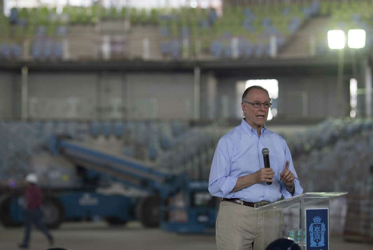 Brazil’s Olympic Committee President Carlos Nuzman gives a press conference Wednesday inside a stadium under construction, one year before the Olympics Games start, at Olympic Park in Rio de Janeiro, Brazil.