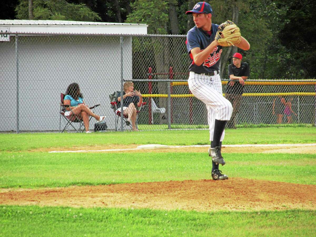 Peter Wallace ó Register Citizen photo Torrington pitcher P.J. Kilmartin weathered four Sports Palace errors in a first-game loss to Amenia in the Connie Mack league's best-of-three championship series Monday night in Amenia.