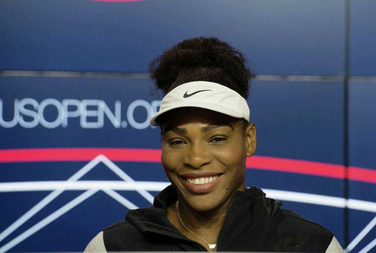 Serena Williams speaks during a media availability for the U.S. Open on Friday.
