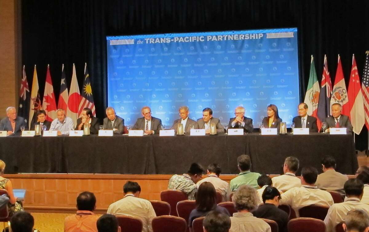 Ministers from 12 nations negotiating a Pacific Rim trade pact hold a news conference in Lahaina, Hawaii, Friday, but hit an impasse on Saturday. Connecticut’s U.S. Rep. Rosa DeLauro, D-3, has said she does not support the deal.