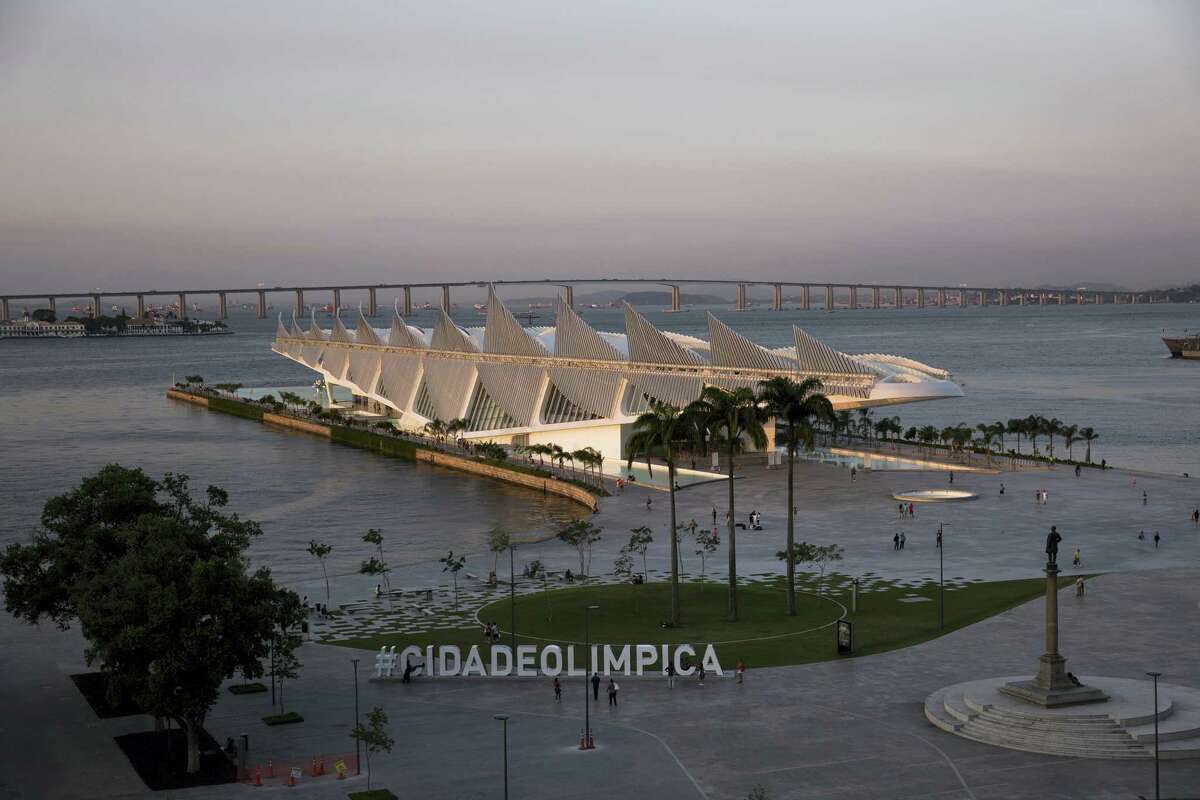 The Museum of Tomorrow is lit by the setting sun in the port area of Rio de Janeiro, Brazil. The United States men’s and women’s basketball teams will be staying on a cruise ship in the harbor during the Olympics.