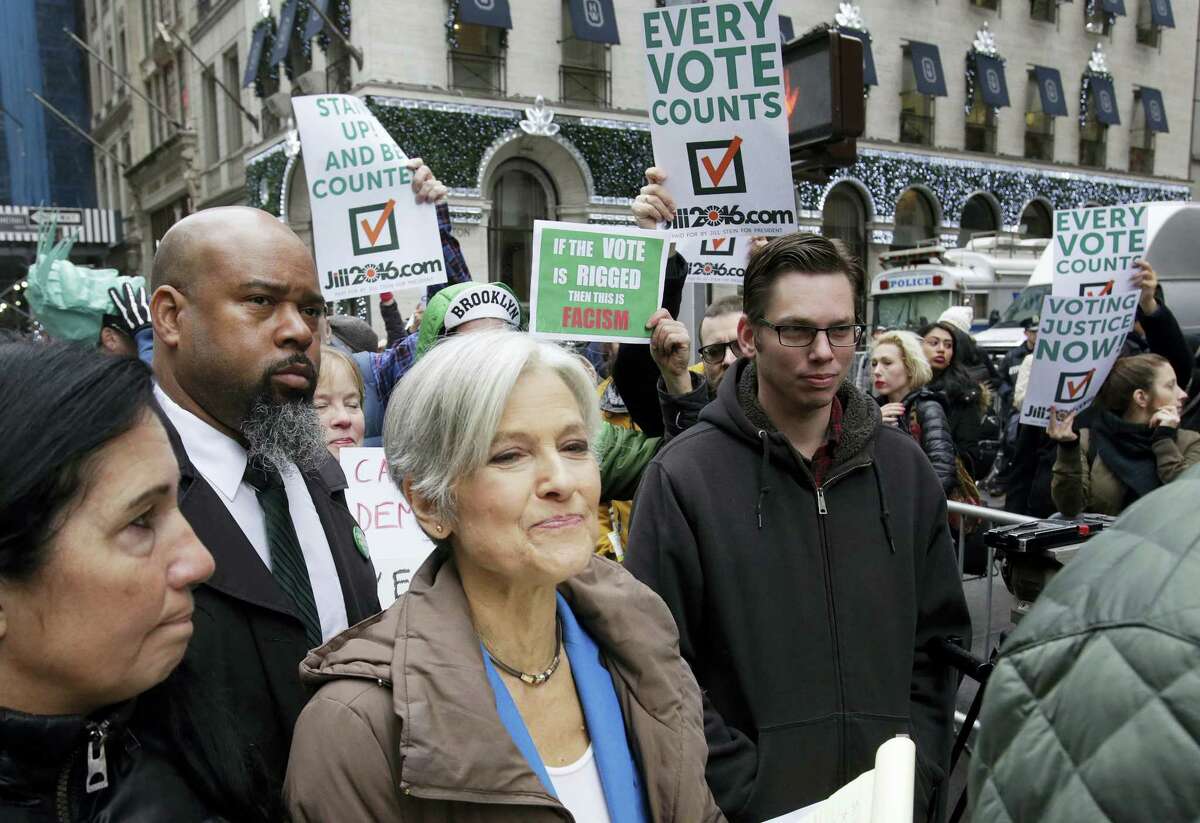 Jill Stein, the presidential Green Party candidate, arrives for a news conference in front of Trump Tower on Dec. 5, 2016 in New York. Stein is spearheading recount efforts in Pennsylvania, Michigan and Wisconsin.