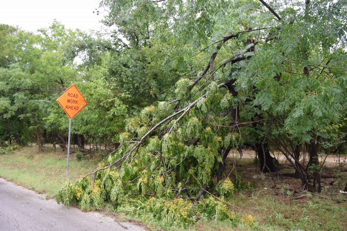 Several trees on Ira Lee Road on the Northeast Side were downed when Tropical Storm Harvey passed through San Antonio. Much of the wreckage had been cleared from the road by Sunday Aug. 27, 2017.
