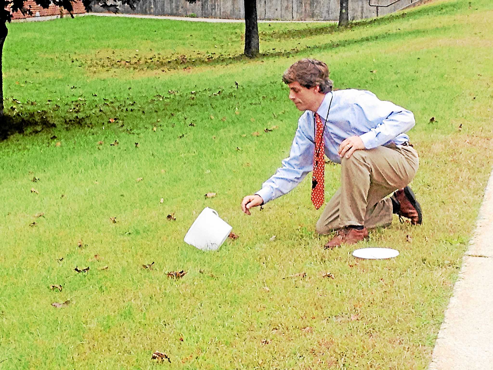 Chipmunk interrupts drill at the Pearson School in Winsted