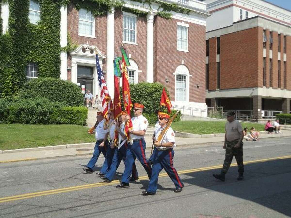 These Marines led the Brass City Young Marines in the Torrington Memorial Day parade. FILE PHOTO.