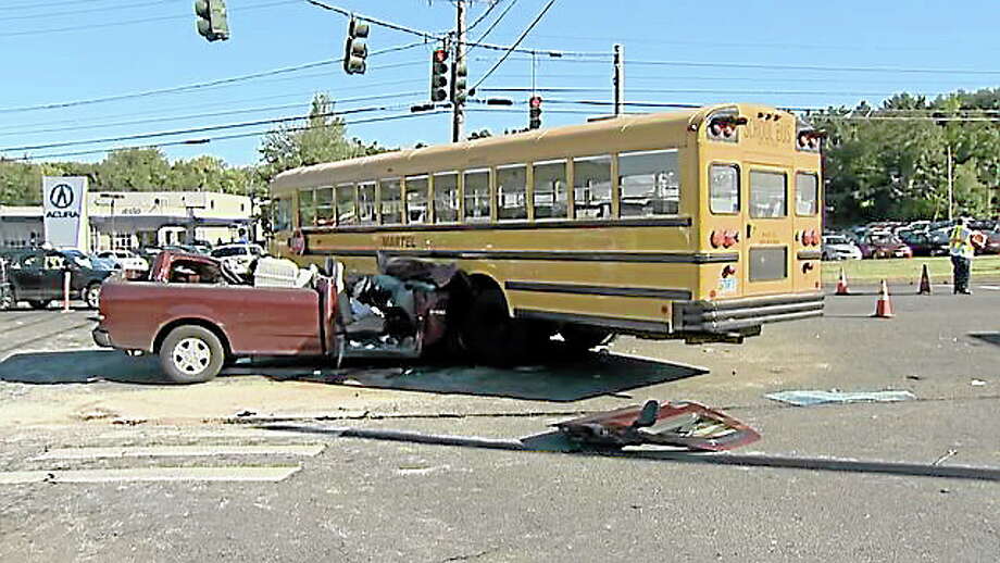 School bus, truck crash on Route 44 in Canton; No serious injuries