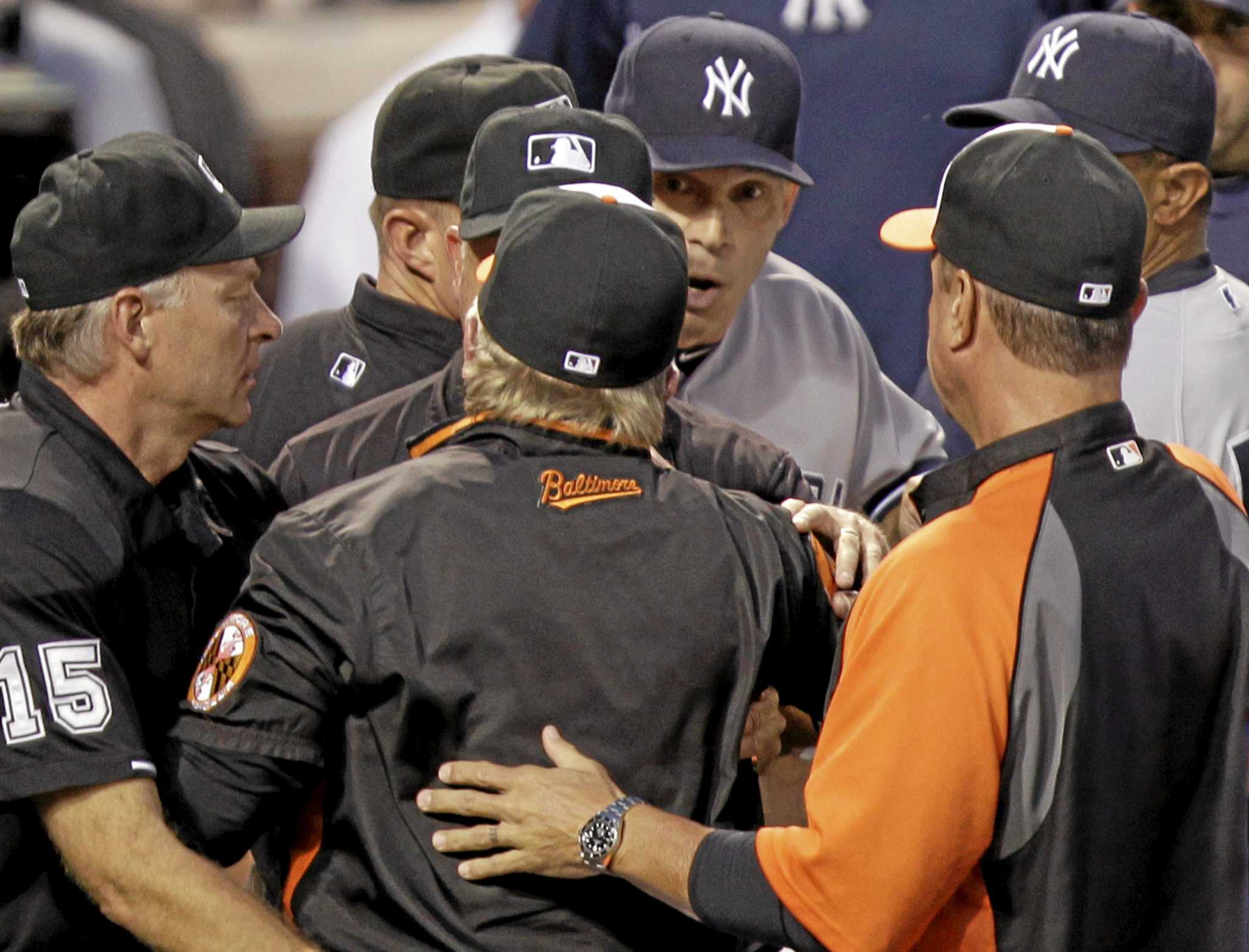 A fracas between Joe Girardi and Buck Showalter 