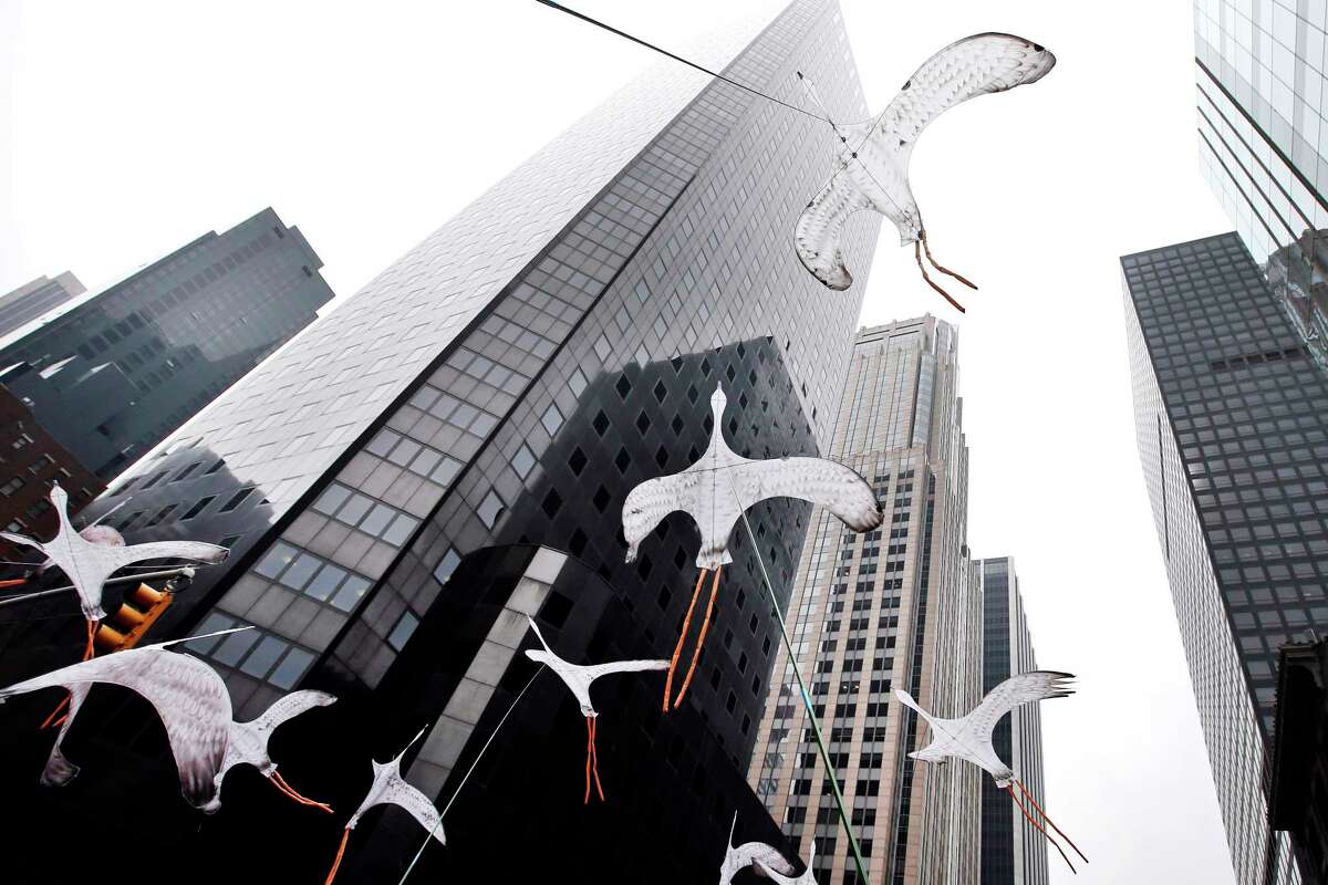 Bird-shaped kites are held in the air as demonstrators make their way down Sixth Avenue during the People’s Climate March, Sunday, Sept. 21, 2014, in New York. The march, along with similar gatherings scheduled in other cities worldwide, comes two days before the United Nations Climate Summit, where more than 120 world leaders will convene for a meeting aimed at galvanizing political will for a new global climate treaty by the end of 2015.