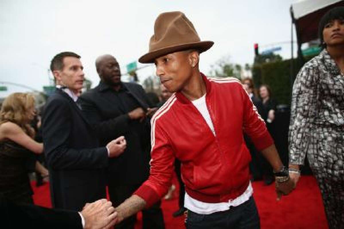 Pharrell Williams on the red carpet of the Grammy Awards at Staples Center on Jan. 26, 2014 in Los Angeles.