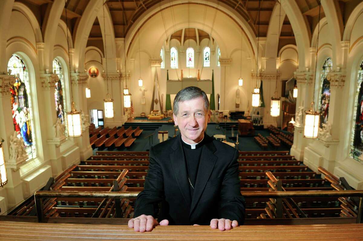 Bishop Blase Cupich poses for a photo at The Cathedral of Our Lady of Lourdes in Spokane, Wash. Cupich will be named the next archbishop of Chicago.