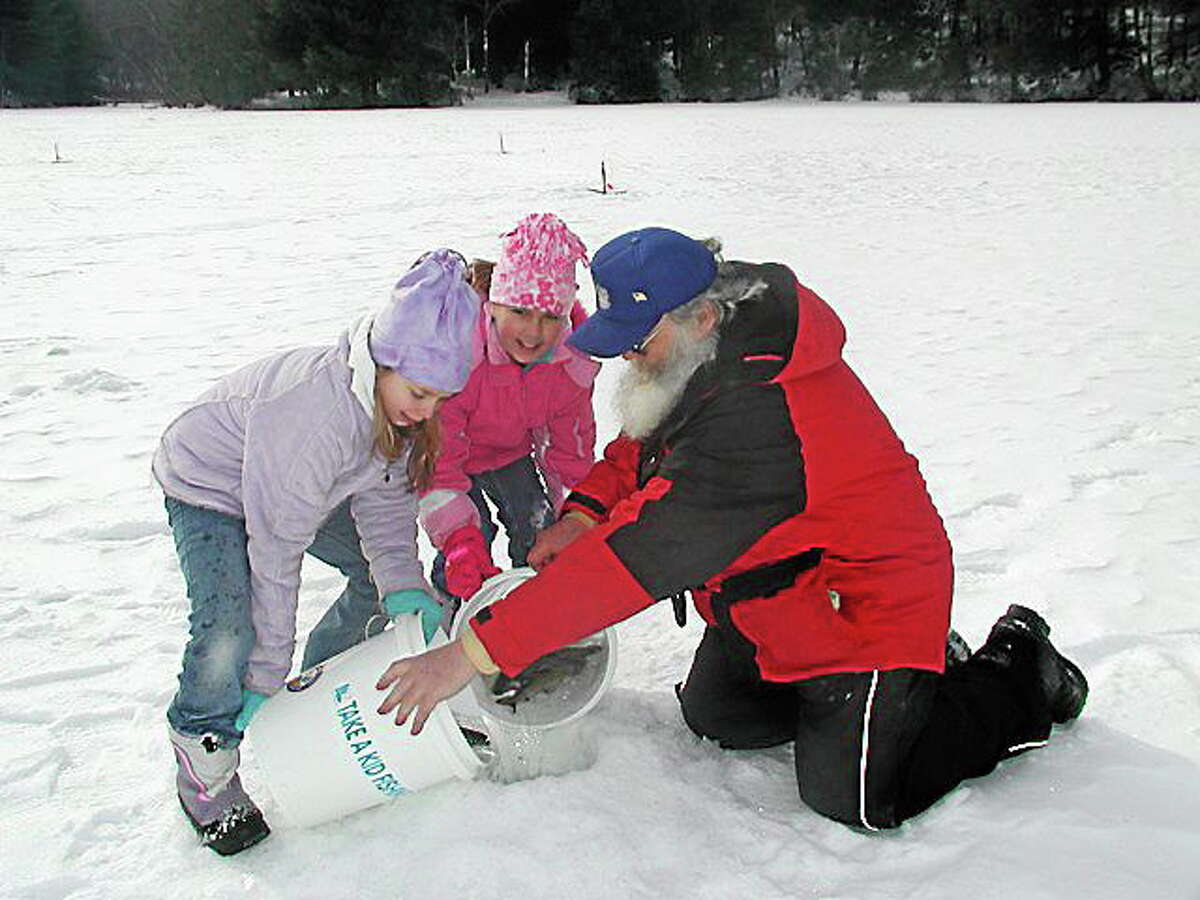 The No Child Left Inside festival will feature activities like ice fishing, as seen here during last year’s event.
