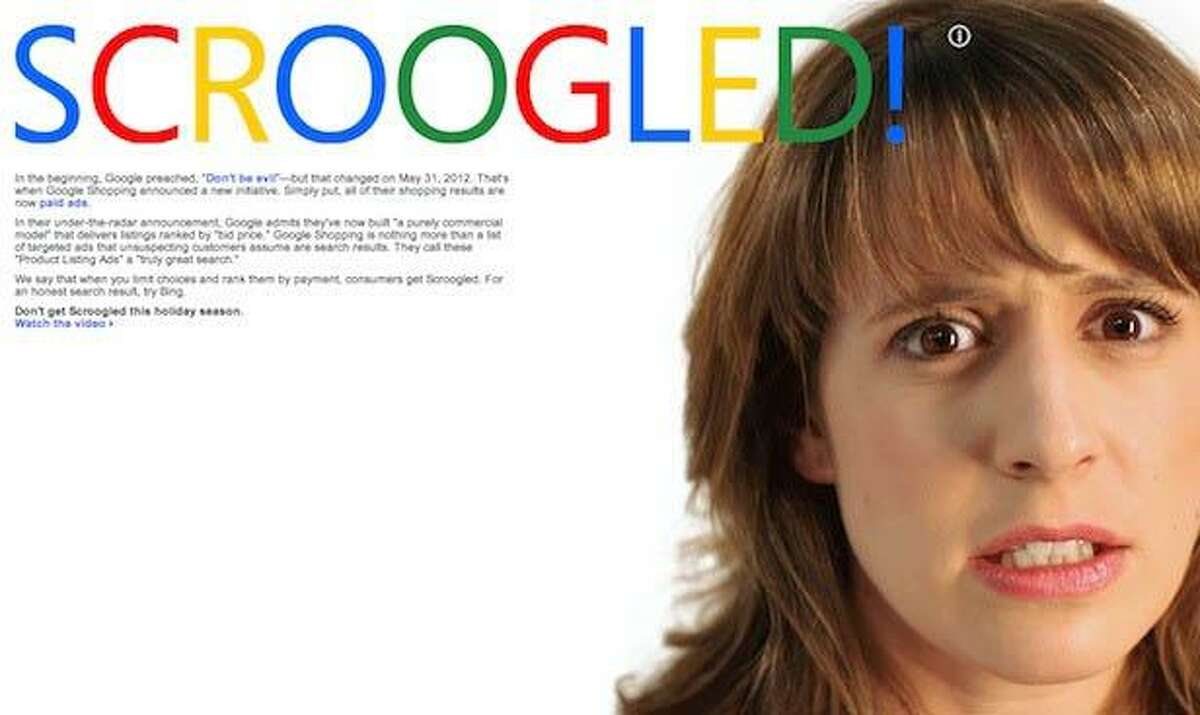 An image from Microsoft's "Scroogled" ad campaign against Google.