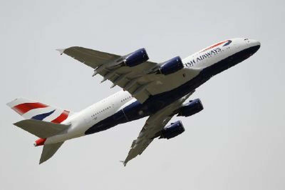 A British Airways Airbus A380 jet liner takes off at the Le Bourget airport, north of Paris, on June 18.