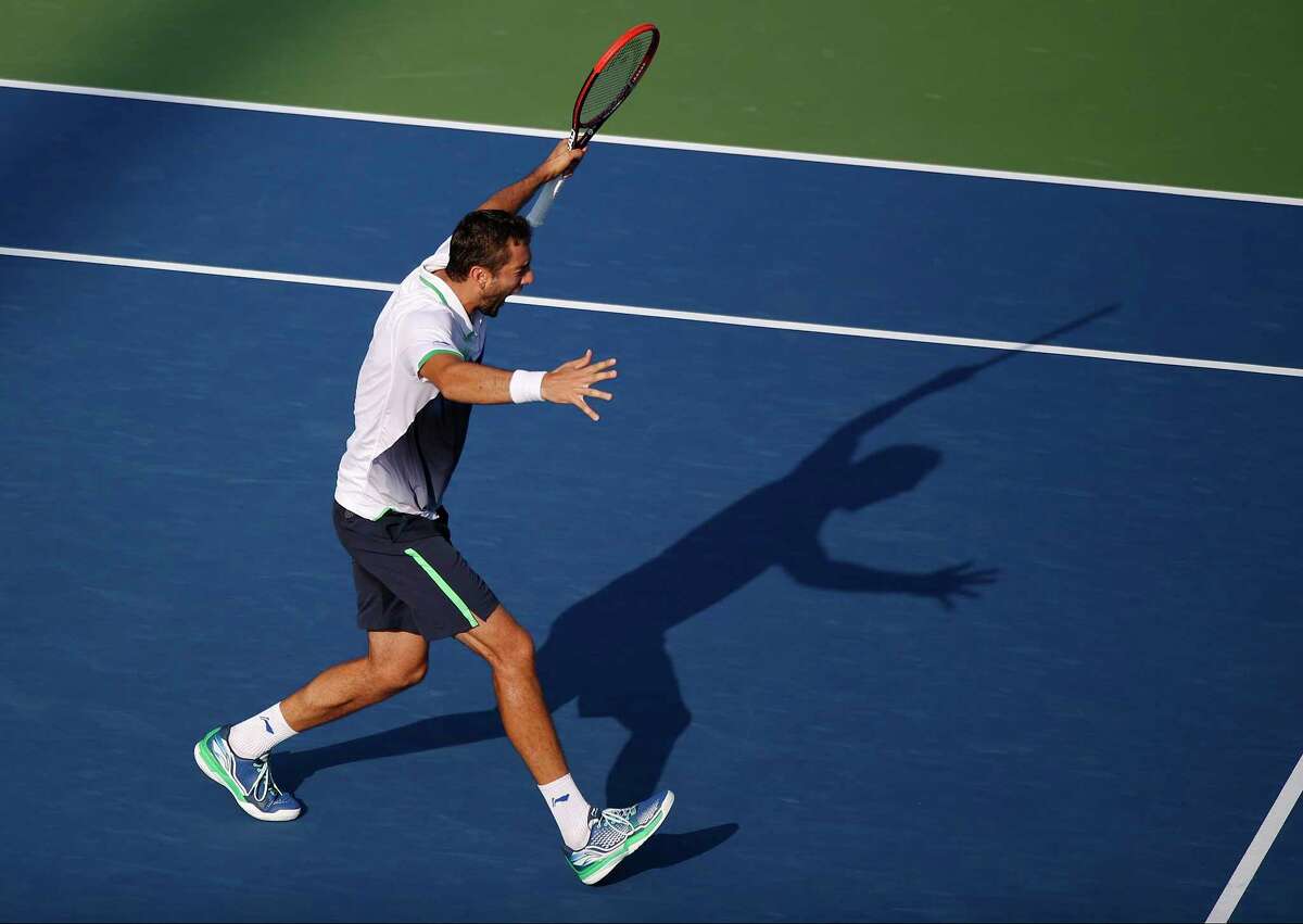 Marin Cilic reacts after defeating Tomas Berdych during the quarterfinals of the U.S. Open on Thursday in New York.