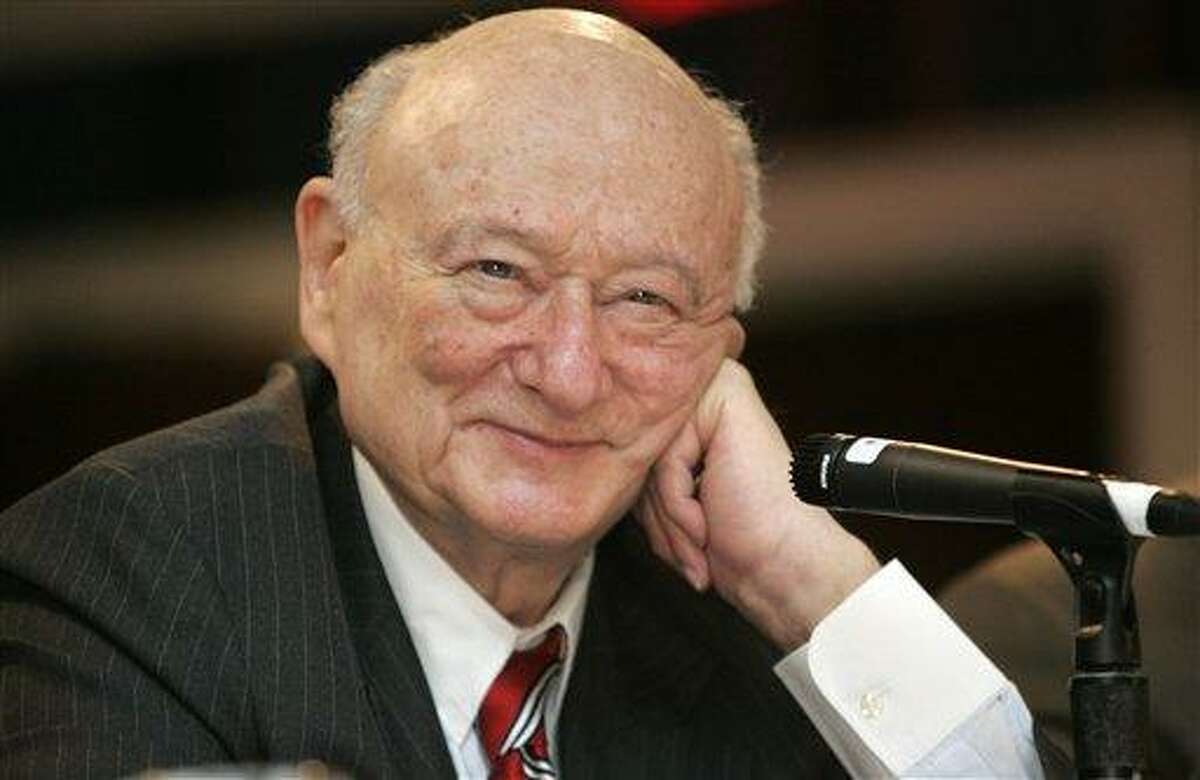 FILE - In this April 18, 2007, file photo, former New York Mayor Ed Koch listens during the 9th annual National Action Network convention in New York. Koch, the combative politician who rescued the city from near-financial ruin during three City Hall terms, has died at age 88. Spokesman George Arzt says Koch died Friday morning Feb. 1, 2013 of congestive heart failure. (AP Photo/Frank Franklin II, File)