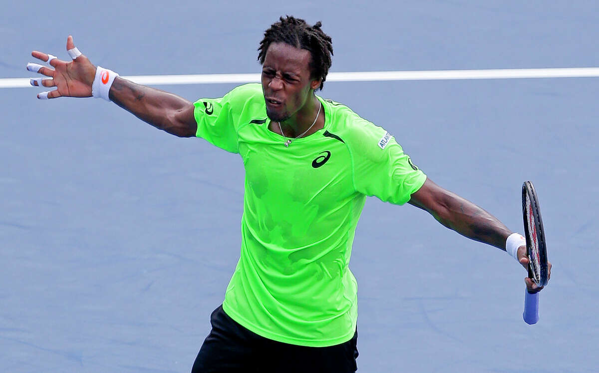 Gael Monfils reacts after defeating Grigor Dimitrov during the fourth round of the U.S. Open on Tuesday in New York.