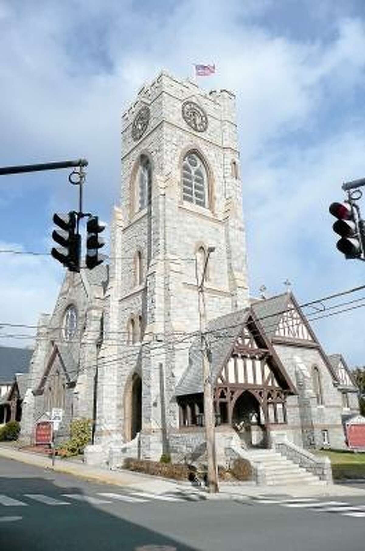 Trinity Episcopal Church hopes to finish the restoration of their clock tower this summer. (Kate Hartman/Register Citizen)