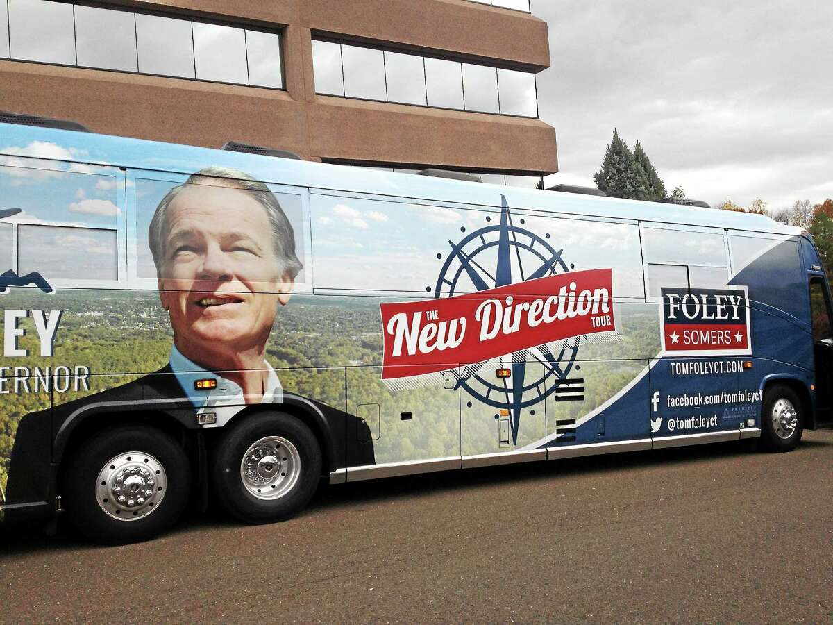 The Tom Foley campaign bus tour plan is to hit 25 towns through Monday.