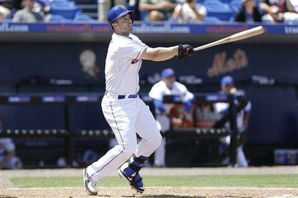 New York Mets' David Wright flies out during the fifth inning of an exhibition spring training baseball game against the St. Louis Cardinals Friday, March 29, 2013, in Port St. Lucie, Fla. (AP Photo/Jeff Roberson)