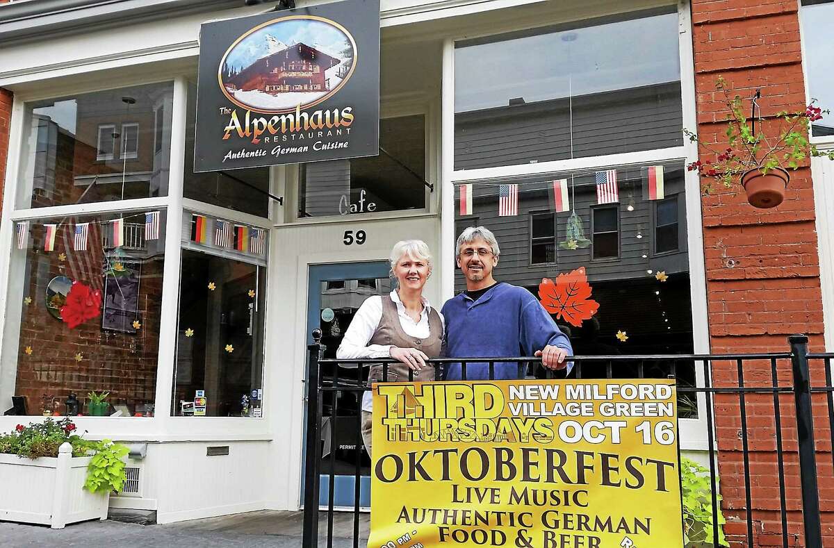 Manuela Young and Jeff Yenter are the co-owners of the Alpenhaus restaurant in New Milford. The German restaurant held a grand opening in September.