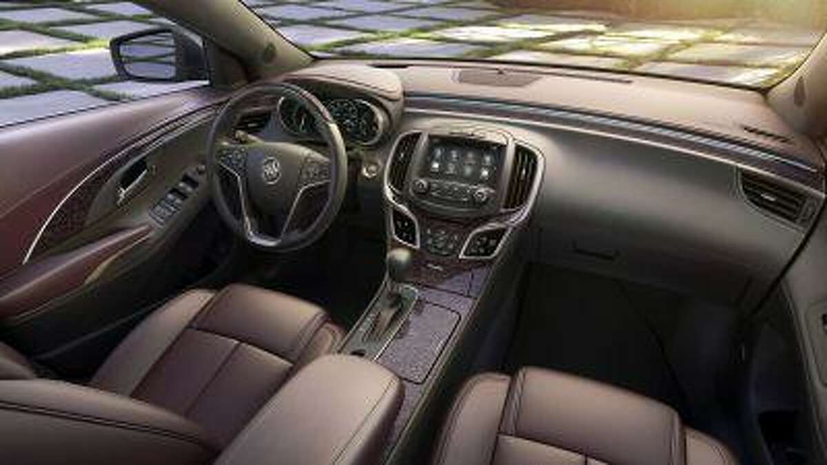 The 2014 Buick LaCrosse Ultra Luxury Interior Package with semi-aniline leather seating, Tamo Ash wood trim and synthetic suede headliner and pillars coverings.