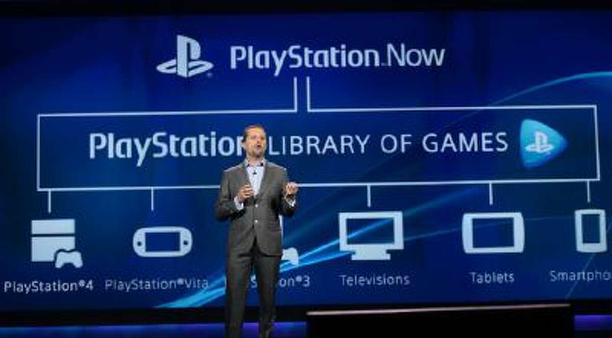 Andrew House, president and group CEO, Sony Computer Entertainment, announces PlayStation Now streaming game service during the keynote address by Sony CEO and President Kazuo Hirai on the opening day of the 2014 International CES on January 7, 2014 in Las Vegas, Nevada.