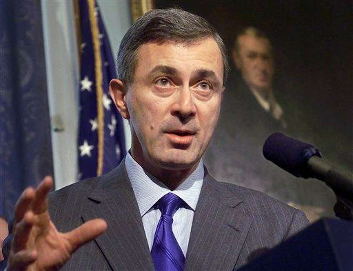 In this Feb. 22, 2000 file photo, Massachusetts Gov. Paul Cellucci addresses members of the media during a news conference at the Statehouse in Boston. Former Massachusetts Gov. Argeo Paul Cellucci has died of complications from ALS, also known as Lou Gehrig's Disease. He was 65. His death was announced Saturday, June 8, 2013 on behalf of his family by Dr. Michael F. Collins, chancellor of the University of Massachusetts Medical School, where Cellucci was involved in raising funds for ALS research. (AP Photo/Steven Senne, File)