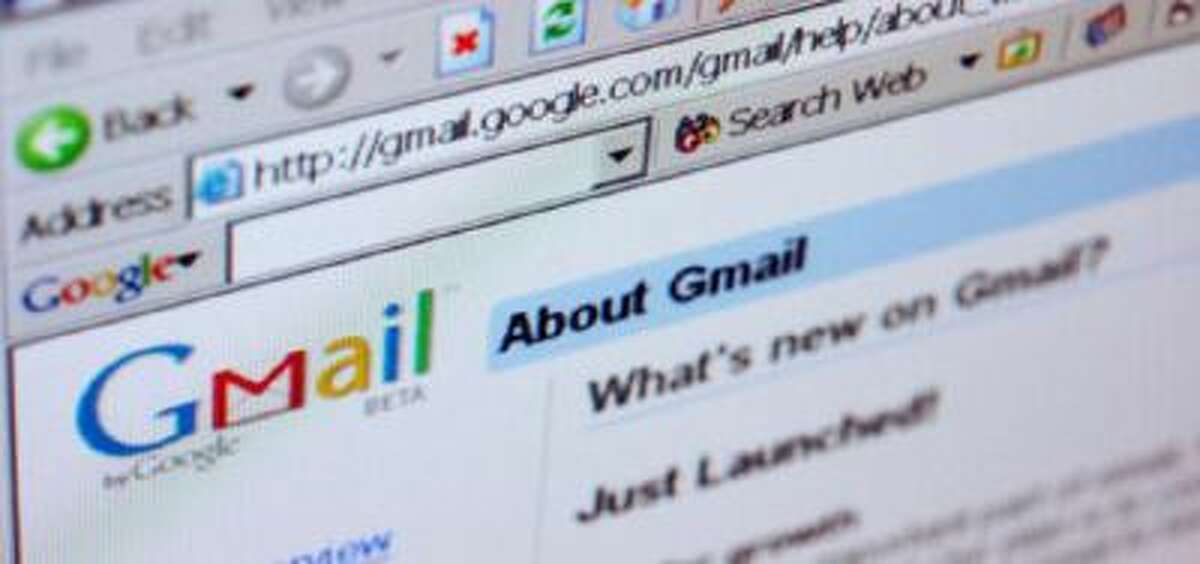 The Gmail logo is pictured on the top of a Gmail.com welcome page.