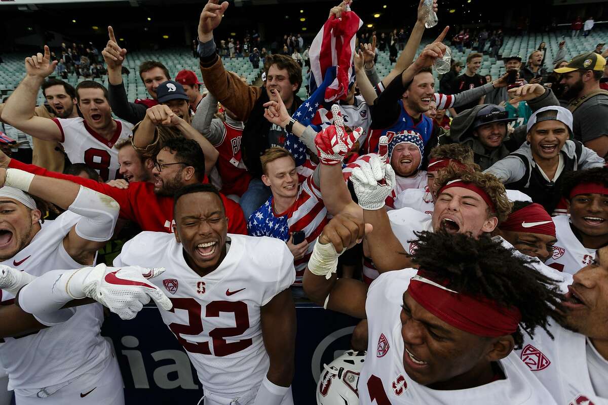 SYDNEY, NEW SOUTH WALES - AUGUST 27: Stanford University players celebrate after victory in the College Football Sydney Cup match between Stanford University (Stanford Cardinal) and Rice University (Rice Owls) at Allianz Stadium on August 27, 2017 in Sydney, Australia. (Photo by Brook Mitchell/Getty Images)