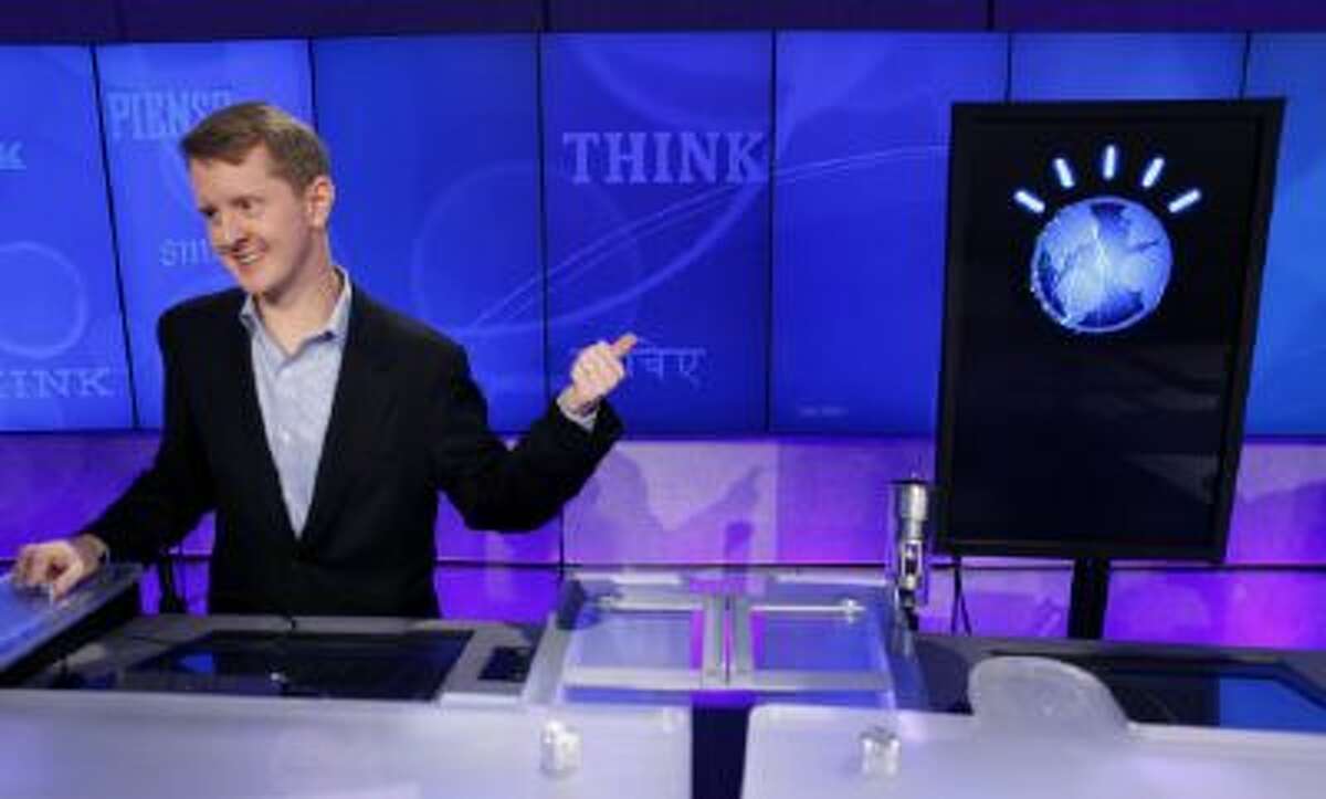 "Jeopardy!" contest Ken Jennings, who won a record 74 consecutive games, refers to his opponent, an IBM computer called "Watson", while being interviewed after a practice round of the "Jeopardy!" quiz show on Jan. 13, 2011. Watson, which is the size of 10 refrigerators, is now getting its own NYC office.