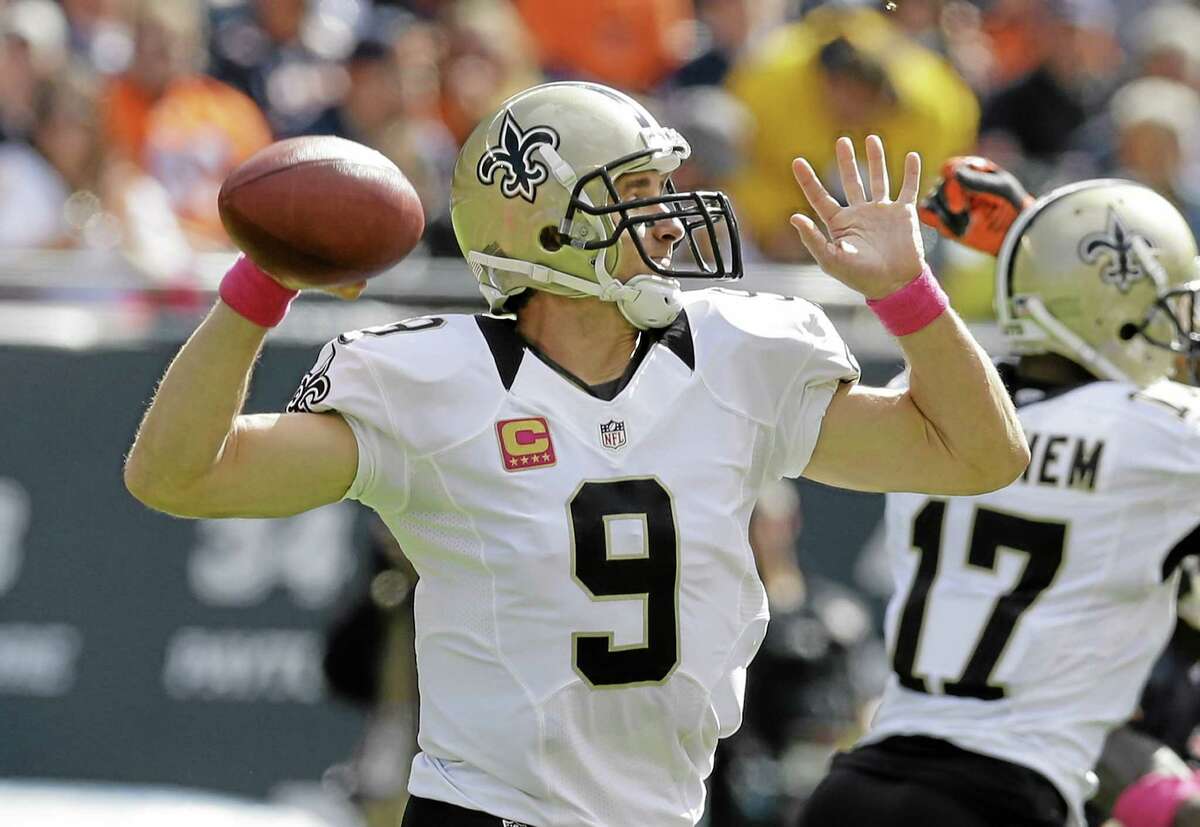 Quarterback Drew Brees will try to keep the Saints unbeaten when they face the Patriots Sunday.