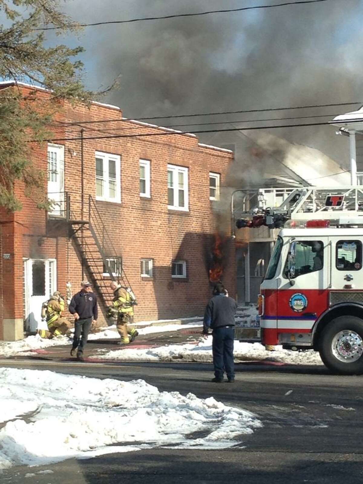 A fire on North Elm Street in Torrington on Wednesday, March 20, 2013 left a family homeless. Photo contributed by Tracy Woodward.
