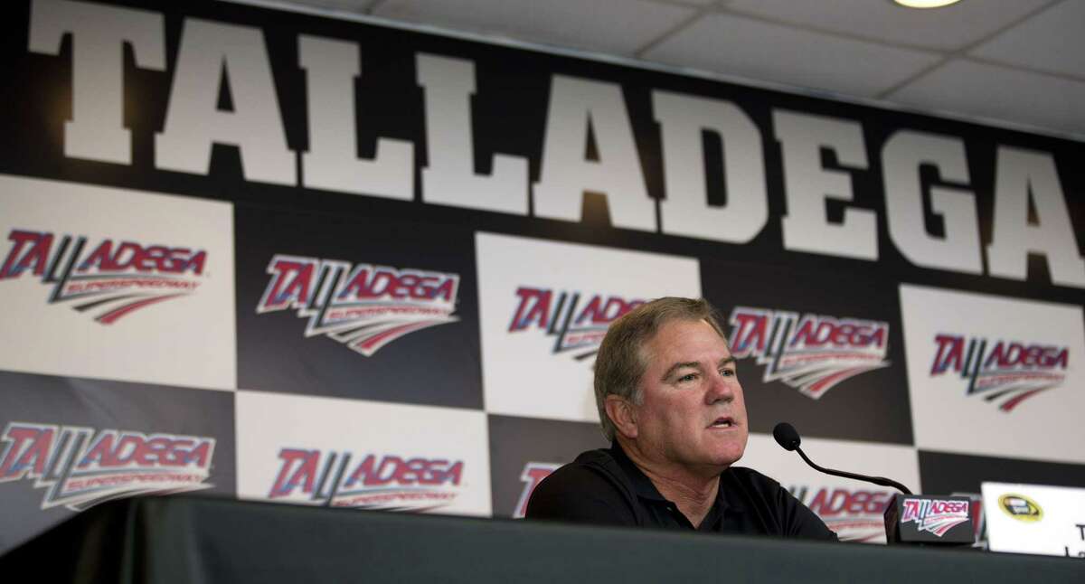 NASCAR driver Terry Labonte announces his retirement during a news conference on Saturday at Talladega Superspeedway in Talladega, Ala.