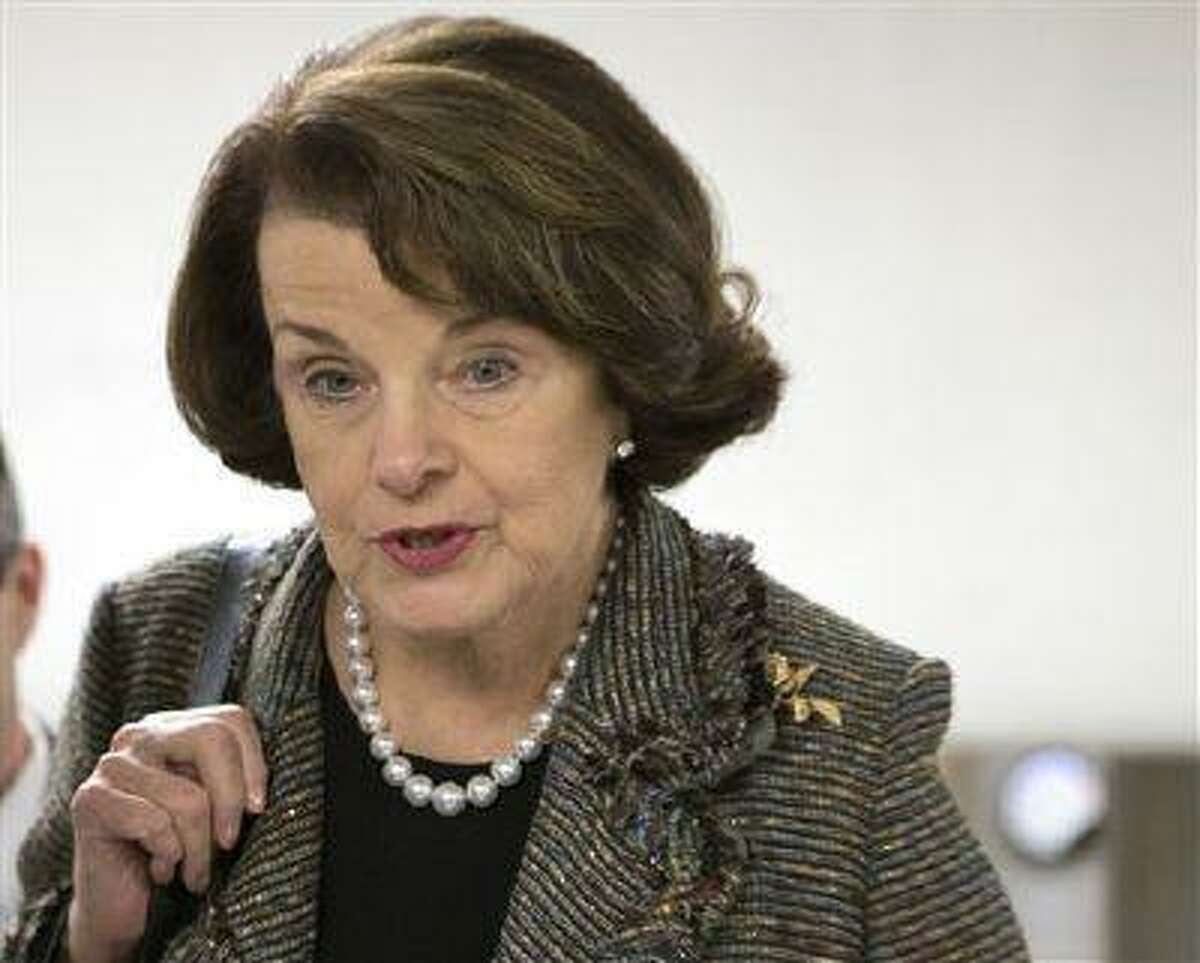 In this Feb. 25, 2013 file photo, Sen. Dianne Feinstein, D-Calif., speaks with reporters on Capitol Hill in Washington.