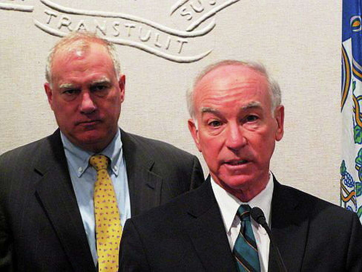 U.S. Rep. Joe Courtney and Attorney General George Jepsen. Hugh McQuaid/CT NewsJunkie