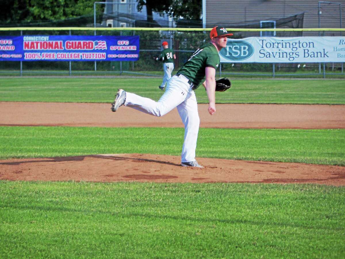 Torrington player/coach Curtis Anthony made his first start of the year, pitching five strong innings before the game slipped away from the Rebels.