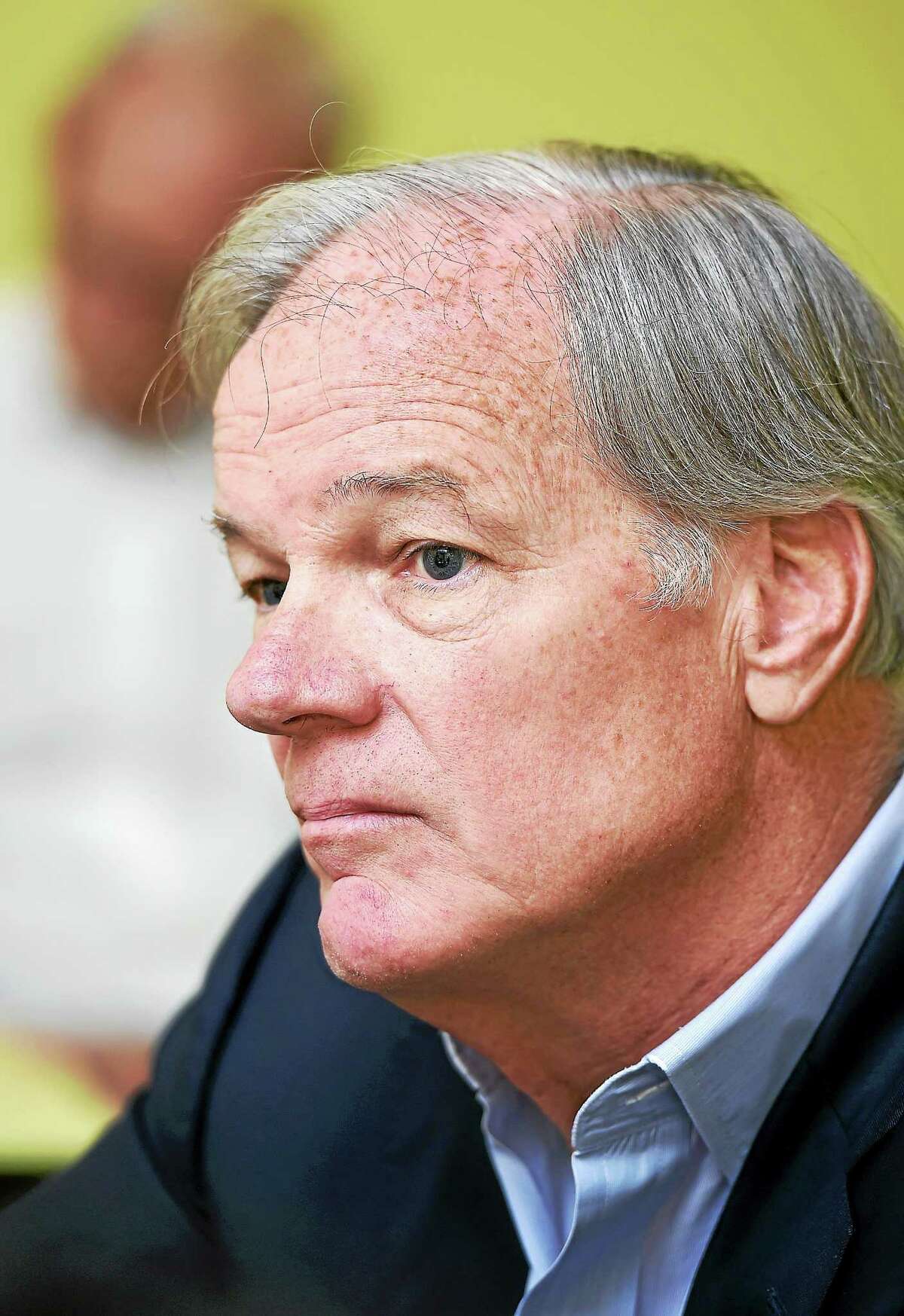 Republican gubernatorial candidate Tom Foley speaks with the Editorial Board of the New Haven Register in New Haven on 9/4/2014.