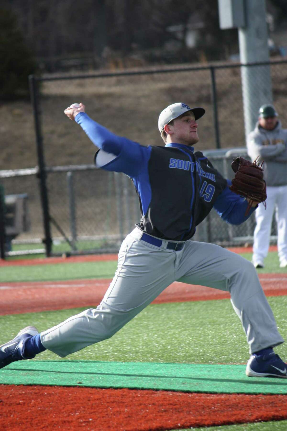 Submitted Photo: Lisa Brochu Former Gilbert High School standout Austin Brochu is a freshman at Southern Connecticut State Universtiy. In his first start for SCSU, Brochu pitched well against LIU Post.