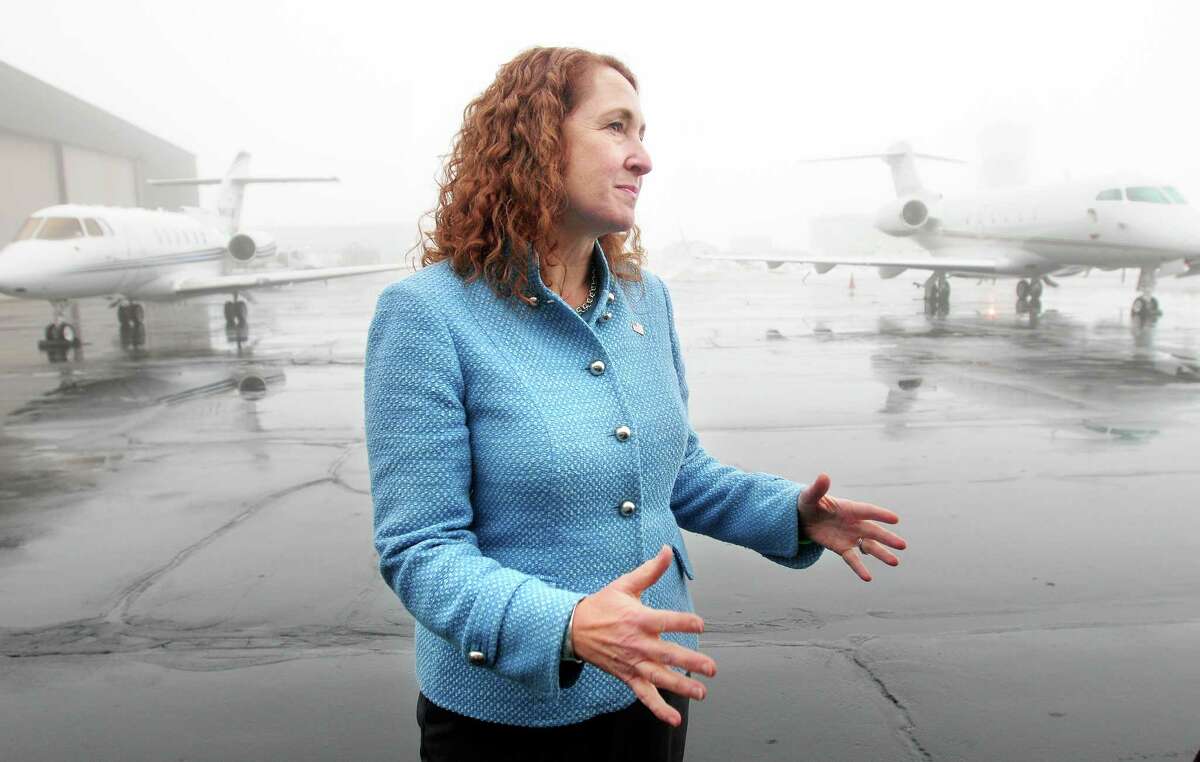 (Arnold Gold-New Haven Register) U.S. Rep. Elizabeth Esty tours Tweed New Haven Airport in New Haven on 2/21/2014. Esty is a new member of the House of Representatives' Transportation and Infrastructure Committee's Aviation Subcommittee.