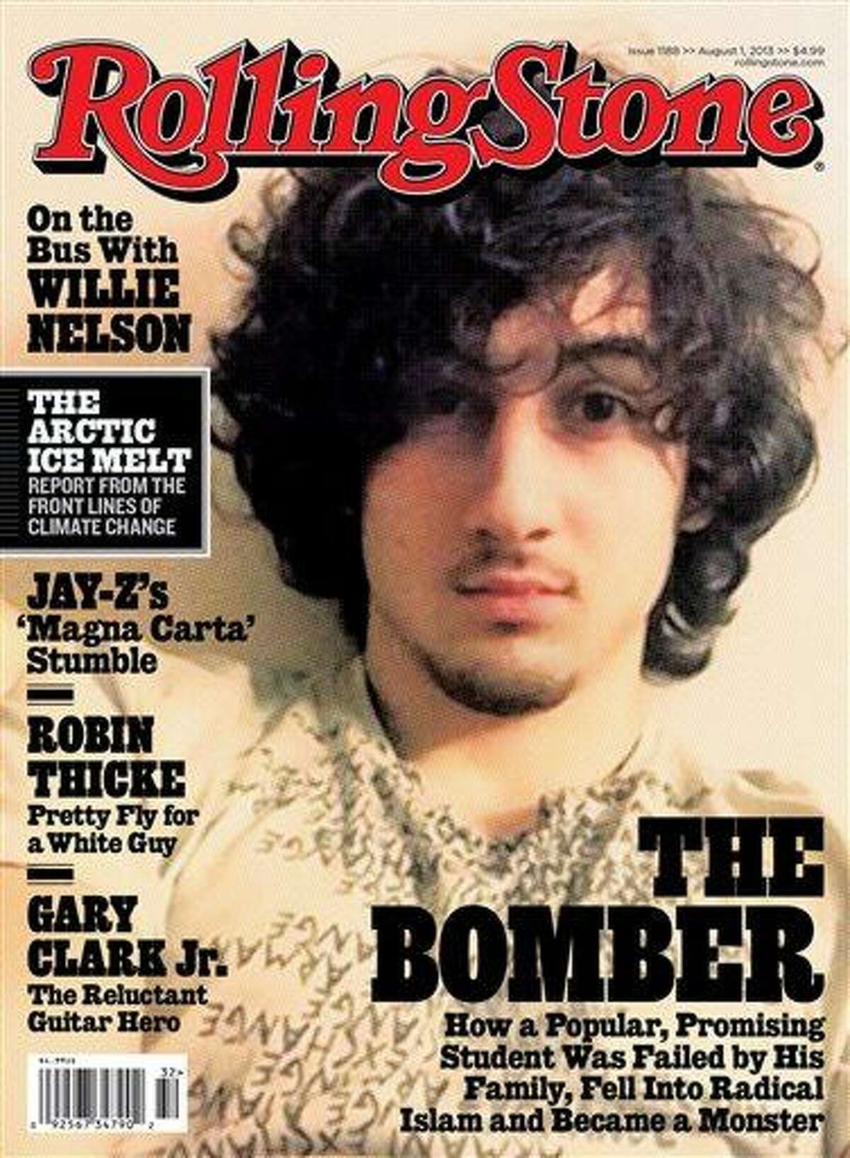 In this magazine cover image released by Wenner Media, Boston Marathon bombing suspect Dzhokhar Tsarnaev appears on the cover of the Aug. 1, 2013 issue of "Rolling Stone." (AP Photo/Wenner Media)