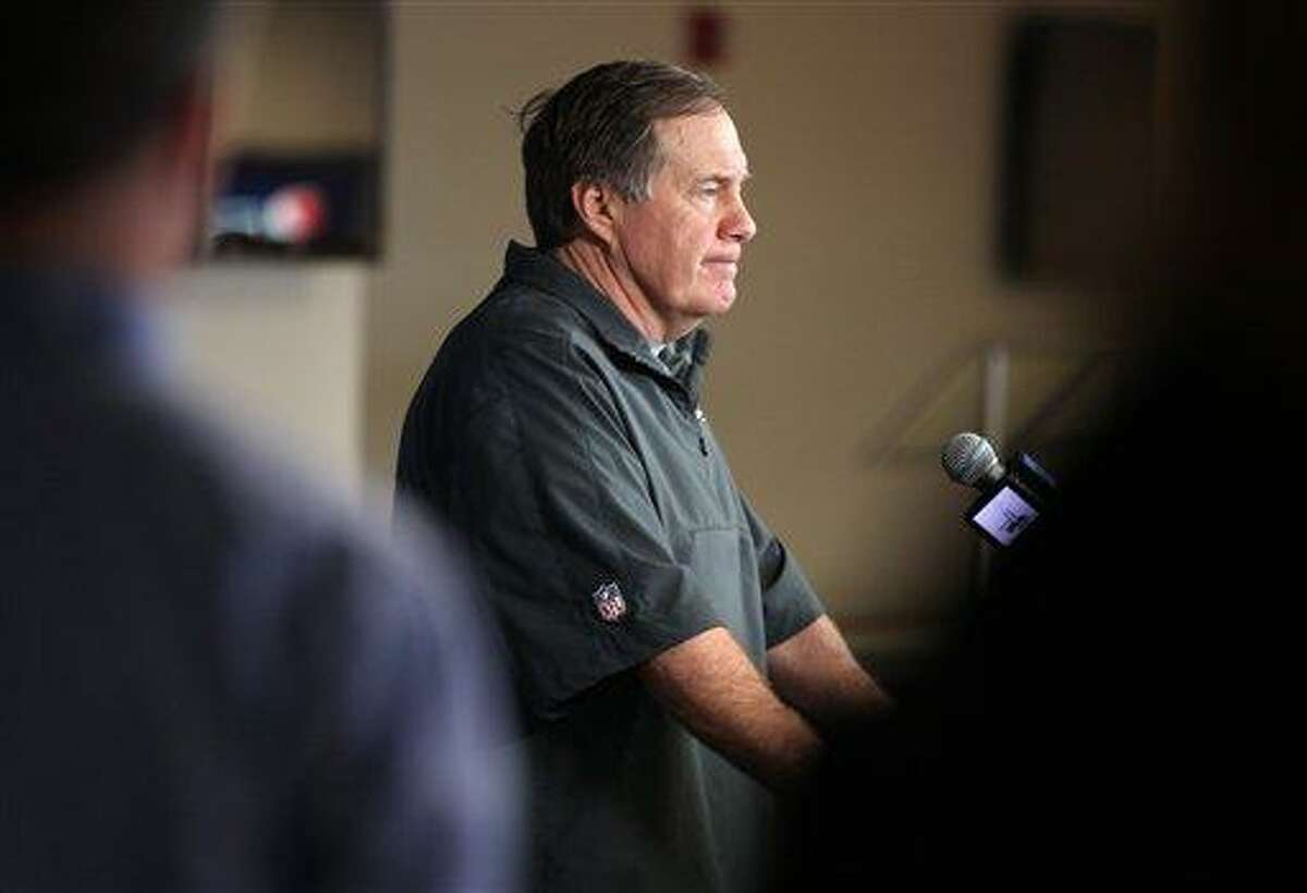 New England Patriots NFL team head coach Bill Belichick speaks during an end of the season press conference at Gillette Stadium in Foxborough, Mass., Monday, Jan. 21, 2013.(AP Photo/Stew Milne)