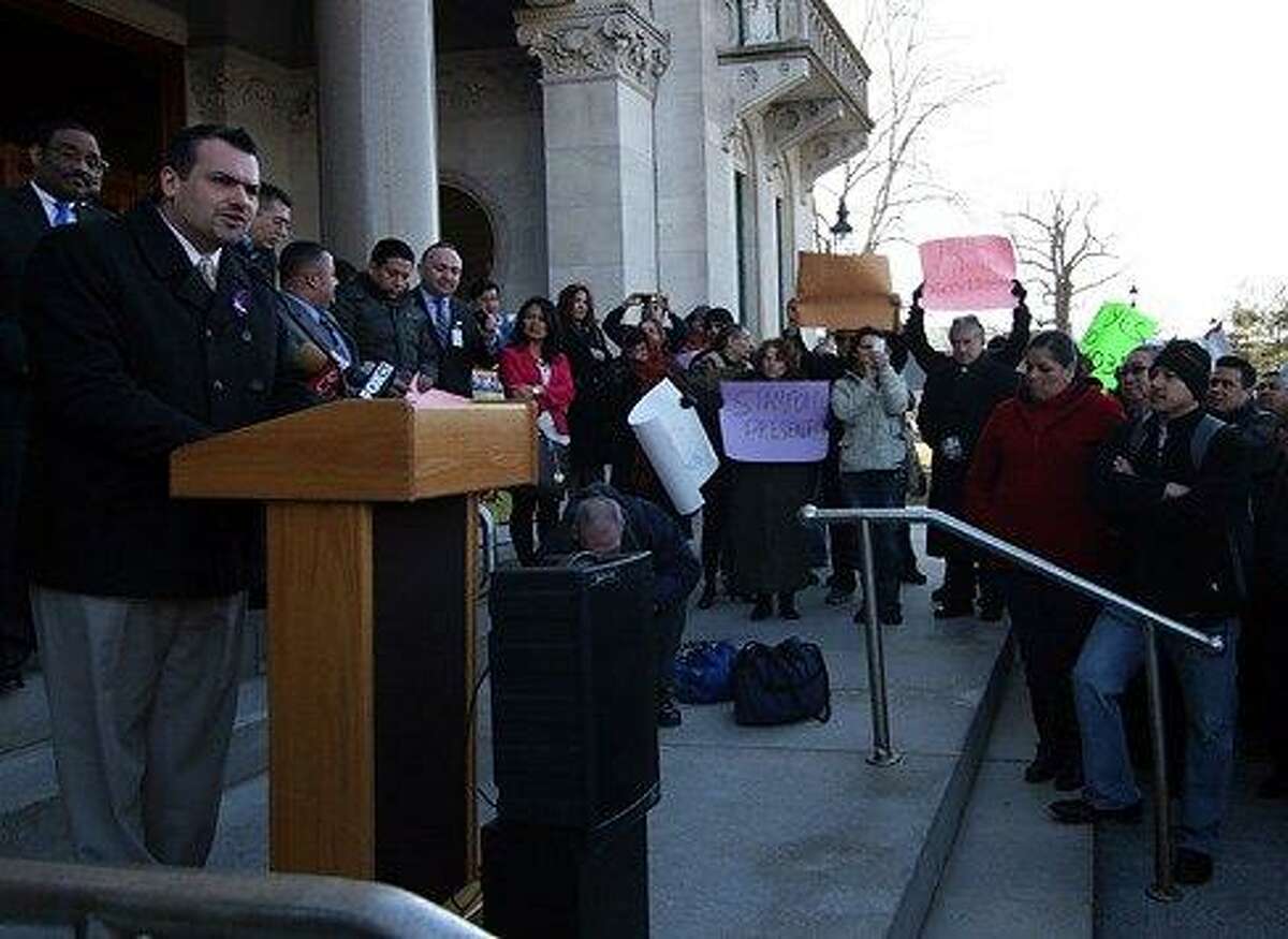 Rep. Juan Candelaria at a state Capitol rally in Hartford. Christine Stuart/CT NewsJunkie file photo