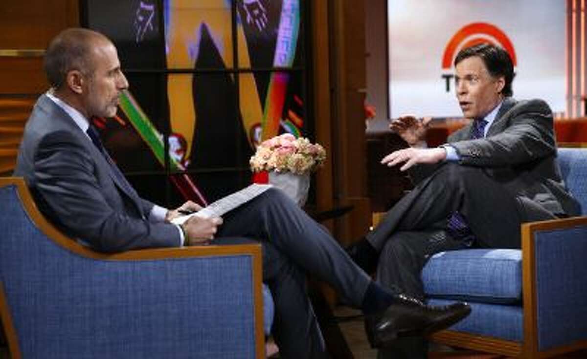 Matt Lauer (left) and Bob Costas appear on NBC's "Today" show in January before the Olympics.