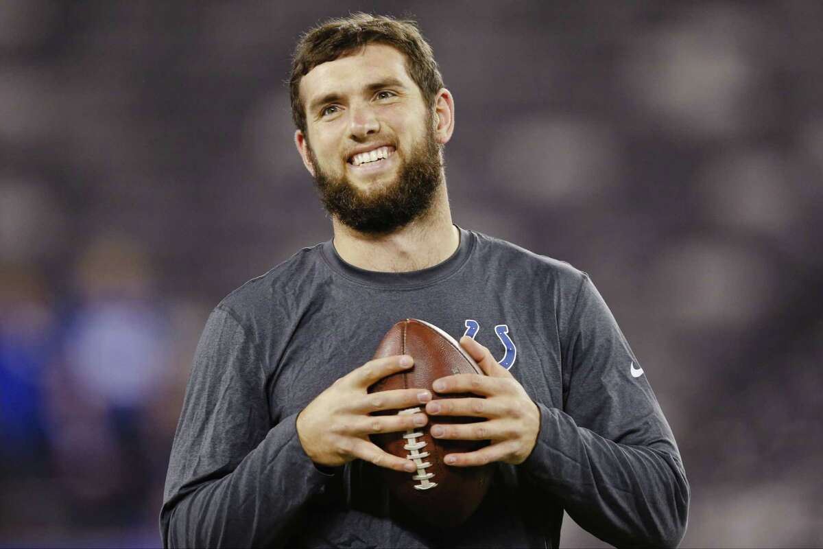 Colts quarterback Andrew Luck will look to get his first win over Tom Brady and the New England Patriots on Sunday in Indianapolis.