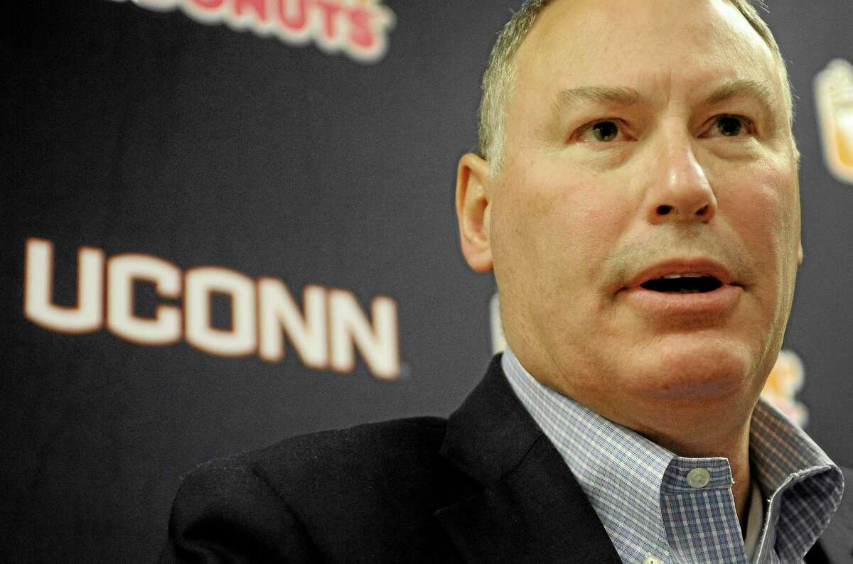 American Athletic Conference commissioner Mike Aresco speaks Saturday during a news conference before the UConn-Memphis gamein Hartford.