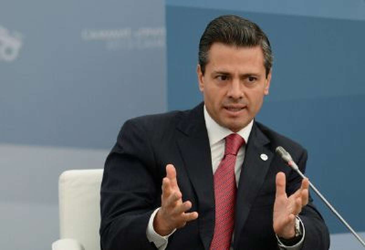 President of Mexico Enrique Pena Nieto attends a meeting with Business 20 and Labour 20 representatives at the G20 Summit on September 6, 2013 in St. Petersburg, Russia.